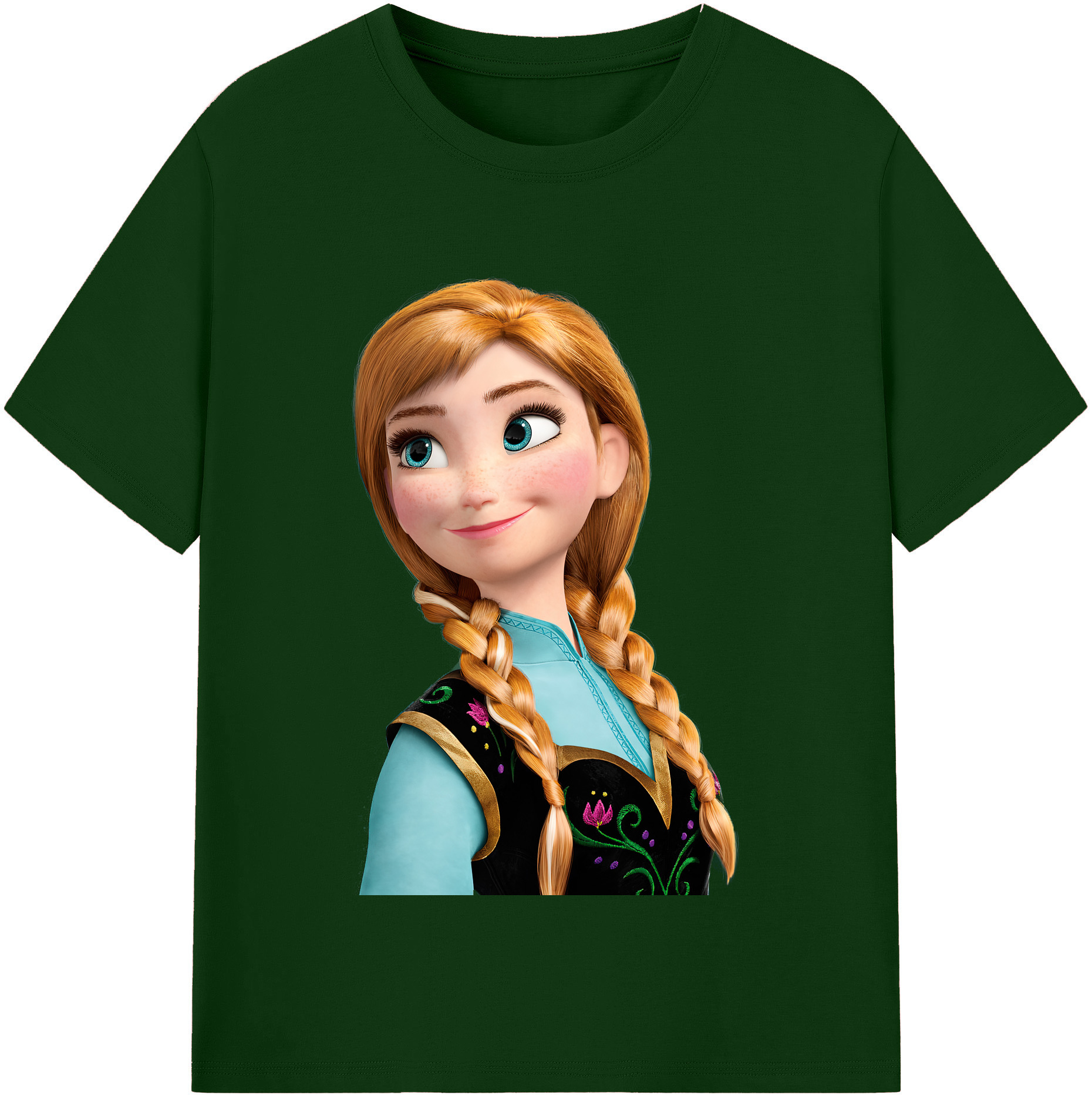 （画像用） アナと雪の女王 アンナ エルサ Frozen Anna Elsa 綿100％半袖Tシャツ（フロントプリント）
